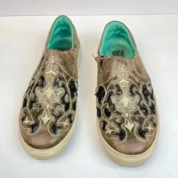 Corral E1560 Women’s Embroidery Brown & Black Inlay Sneaker E1560 Size 7.5 - Picture 8 of 9